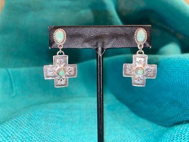 Sterling Silver Turquoise Cross Earrings